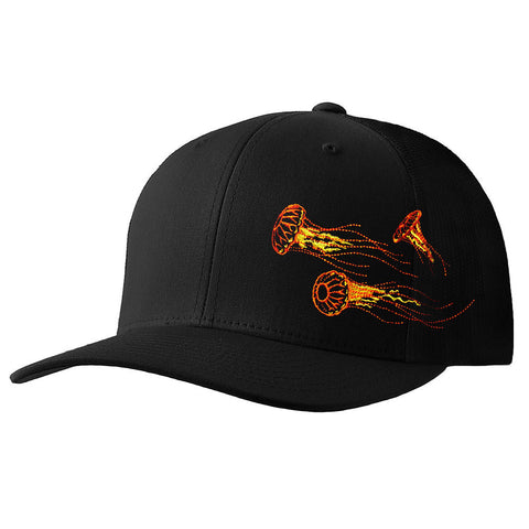 Scuba Diving Hat: Jellyfish Flexfit Cap - Orange/Yellow - Front