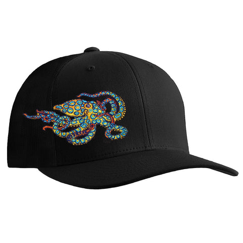 Blue Ring Octopus Flexfit Fitted Cap - Front