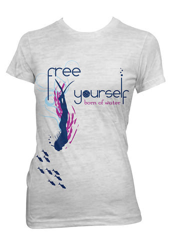 Free Yourself: Freediving Shirt - White Burnout