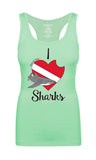 I Love Sharks: Scuba Diving Tank Top - Front