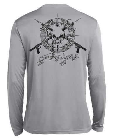 Spearfishing Shirt - Performance Long Sleeve: Skull & Spearguns - Back